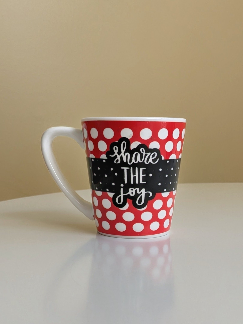 California Pantry Share The Joy Red Polka Dot Ceramic Holiday Mug